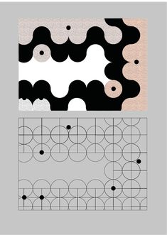 three different patterns with black and white circles on them, one is in the middle