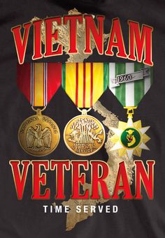 the vietnam veteran time served t - shirt is shown in gold, green and red