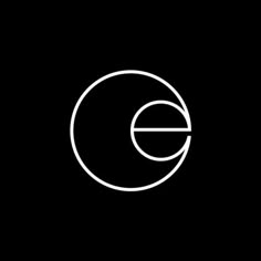 the letter e is inscribed in white on a black background with an empty circle around it