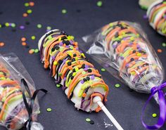 halloween candy lollipops with sprinkles on them