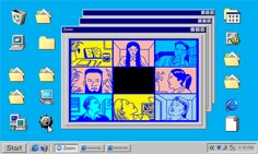 an image of a computer screen with many different images on the screen and people in it