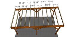 the framing for a wooden structure with numbers on it and measurements to be displayed in each section