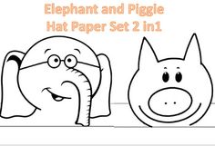 the elephant and piggie hat paper set 2 in 1 is for children to color