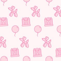 pink balloons and bows on a white background