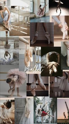 ballet collage with dancers in white and pink