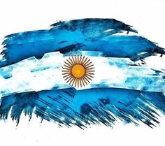 the flag of argentina painted in blue and white with an orange sun on it's center