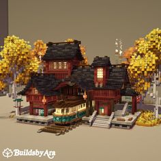 Minecraft Train Station, Japanese Train Station, Minecraft Train, Japanese Minecraft Builds, Minecraft Japanese House, Minecraft Japanese, Japanese Train, Minecraft Structures, Bangunan Minecraft