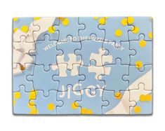 a jigsaw puzzle with the words we are all in this story on it