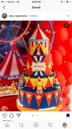 an image of a circus themed cake on instagram