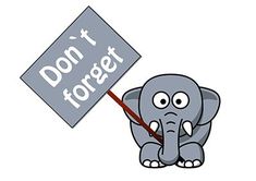 an elephant holding a sign that says don't forget