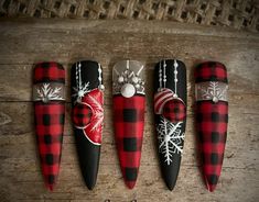 Plaid Christmas Nail Designs, Christmas Nail Art Designs 2022, Unghie Nail Art, Christmas Nails Acrylic, Nail Swag, Uñas Acrilicas, Xmas Nails