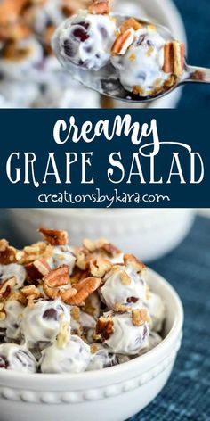 this creamy grape salad is loaded with grapes and pecans