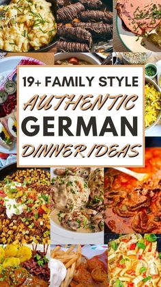 a collage of different german dinner dishes