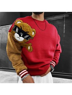 Men Youth Sweatshirt, Men's Teddy Bear Oversized Sweatshirt Teddy Bear Sweater, American Western, Trendy Sweaters, Winter Sweatshirt, Home School, Casual Design, Pullover Designs, Oversized Sweatshirt, Western Style