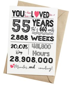 a greeting card with the words, you have loved five years that is 6000