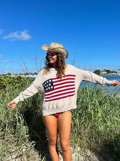 Find the Land of Free Beige Oversized Flag Sweater at BohoPink.com! Cute oversized American flag sweater has a slouchy fit. Express shipping is available! Flag Sweater, Boat Neck Sweater, American Flag Sweater, American Flag Design, Boho Pink, Boatneck Sweater, Pink Boho, Beige Sweater, Flag Design