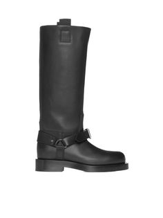 100% Leather | Burberry Women's Saddle High Boots in Black | FW23/24 Burberry Boots, Nylons Heels, Knee High Leather Boots, Burberry Women, High End Fashion, Boot Shop, High Boots, Fashion Item, Calf Leather