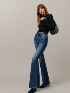 Women's New Clothing | Reformation Flare Outfits, Flare Jean Outfit, High Waist Flare Jeans, Flare Jeans Outfit, High Rise Flare Jeans, High Waisted Flare Jeans, Denim Mini Dress, Jean Outfits, Wide Leg Jeans