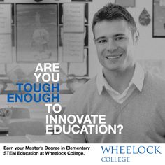 a man is smiling for the camera in front of a wall with posters on it that say, are you enough to innovate education?