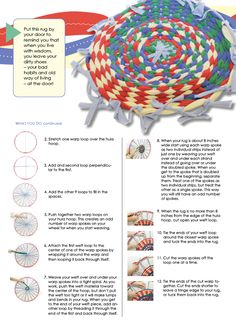 the instructions for how to make a basket with yarns and paper circles on it