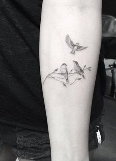 Tiny Tattoos: 88 Lovely Tiny Tattoos Design Ideas And Inspiration For Girls Birds On A Branch Tattoo, Two Birds Tattoo, Two Birds On A Branch, White Bird Tattoos, Small Bird Tattoos, Bodysuit Tattoos, Bird Tattoo Back, Little Bird Tattoos, Bird Tattoos For Women