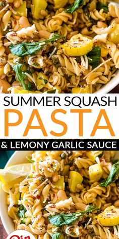 this summer squash pasta and lemony garlic sauce is the perfect side dish for any meal