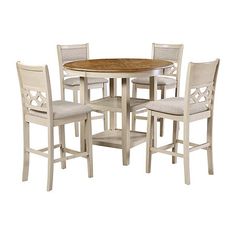 a round table with four chairs around it