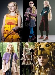 several pictures of people dressed up as animals and lions, including one woman with long blonde hair