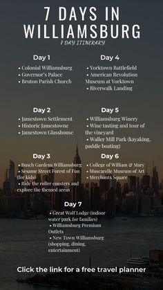 the 7 days in williamburg tour poster