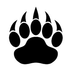 an animal's paw is shown in black on a white background