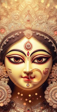 Durga Ma Face Image, Durga Face Art, Durga Maa Face Painting, Matarani Wallpaper, Durga Maa Paintings Face, Durga Goddess Wallpaper, Maa Durga Face Images, Durga Goddess Beautiful, Ma Durga Wallpaper