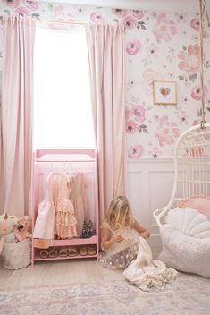 A little girl plays dress-up in a white and pastel pink bedroom. Girly Toddler Room, Princess Bedroom Ideas Toddler, Princess Wardrobe, Fantasy Fields, Princess Bedrooms, Pink Girl Room, Princess Bedroom, Length Mirror, Princess Outfits