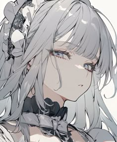 an anime character with white hair and blue eyes