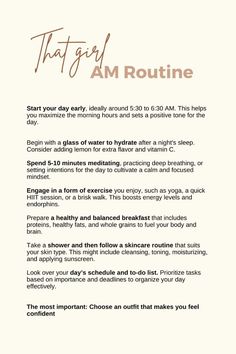 #glowuptips #beautyhacks #skincare #selfcare #transformation #makeover #beautytips #glowingskin #selflove #confidenceboost Healthy Routines Daily, How To Start Daily Routine, 5-9 Before 9-5 Routine, Uni Morning Routine, That Girl Morning Routine, Perfect Day Routine, It Girl Morning Routine, Routine Examples