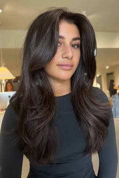 20 Lustrous Long Textured Haircuts | HairAide Texture Long Hair, Long Brown Haircuts, Korean Haircut Long Straight, Medium Length Haircut Black Hair, 90s Hair Cuts Long, Long Haircut For Straight Hair, Long Layers Black Hair, Dark Hair Haircut, Long Dark Hair Styles