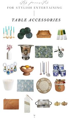 a collage of different items that include candles, vases and other decorative objects