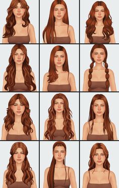 many different types of hair are shown in this image, including long and wavy brown hair