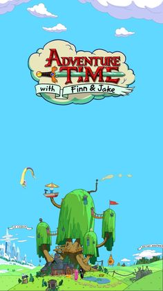 adventure time with finn and lake is shown in this cartoon style poster for the game