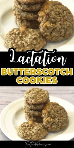 three cookies stacked on top of each other with the words vacation butterscotch cookies