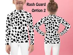 101 Dalmatians inspired kids & youth costume (Items are sold SEPARATELY). Disney Cartoon character outfit. Cosplay athletic clothes. Great for Halloween, themed events, conventions, & #Birthday #party, #water #sports. #Kids #Costume #Halloween #Surfing #Rashguard #Shirt #Children #Cosplay #HalloweenCostume #KIdsCopslay #Disney #RunDisney #Clothes #Fashion  #leggings #activewear #athletic #outfit #gift #dalmatians #101 #101dalmatians #cruella #puppy #dog #dalmatian #tee #blackspots #spotted Dog Dalmatian, Surf T Shirts, Halloween Puppy, Athletic Outfit, Cosplay Clothes, Dog Birthday Gift, Leggings Activewear, Athletic Clothes, Fashion Leggings