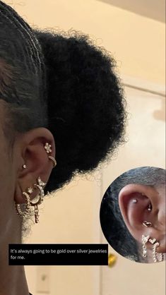 an image of a woman with ear piercings