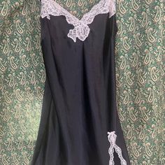 Black lace slip dress with white lace details lingerie #slipdress Black Lace Slip Dress, Lace Slip Dress, Lace Slip, Dress 15, 15 Dresses, Lace Detail, White Lace, Black Lace, Slip Dress