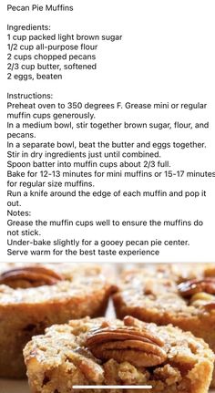 the recipe for pecan pie muffins is shown