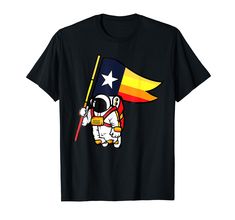 an astronaut holding a flag with the american flag on it's back t - shirt