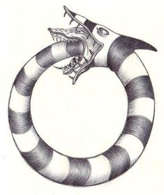 a drawing of a snake with its mouth open