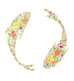 the letter s is made up of flowers and leaves on it's sides, which are