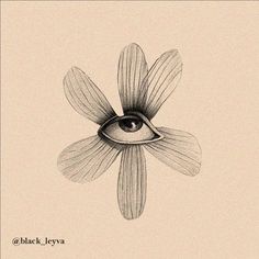 a drawing of an eye in the middle of a flower