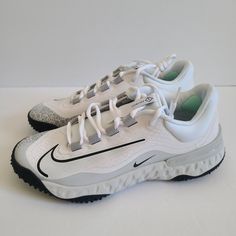 Nike Womens Alpha Huarache Elite 4 Turf Softball Shoes Fd2746-102 Size 8.5 White Condition: New Without Box. Softball Shoes, Nike Womens, Nike White, New Nike, White Nikes, Softball, Nike Shoes, Nike Women, Athletic Shoes