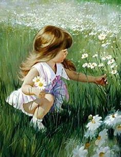 Donald Zolan Advertisement Poster, Picking Flowers, Art Mignon, Baby Painting, Amazing Paintings, Artists For Kids, Painting For Kids, Painting & Drawing