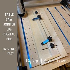 the table saw jig is being used to make a diy project with wood planks